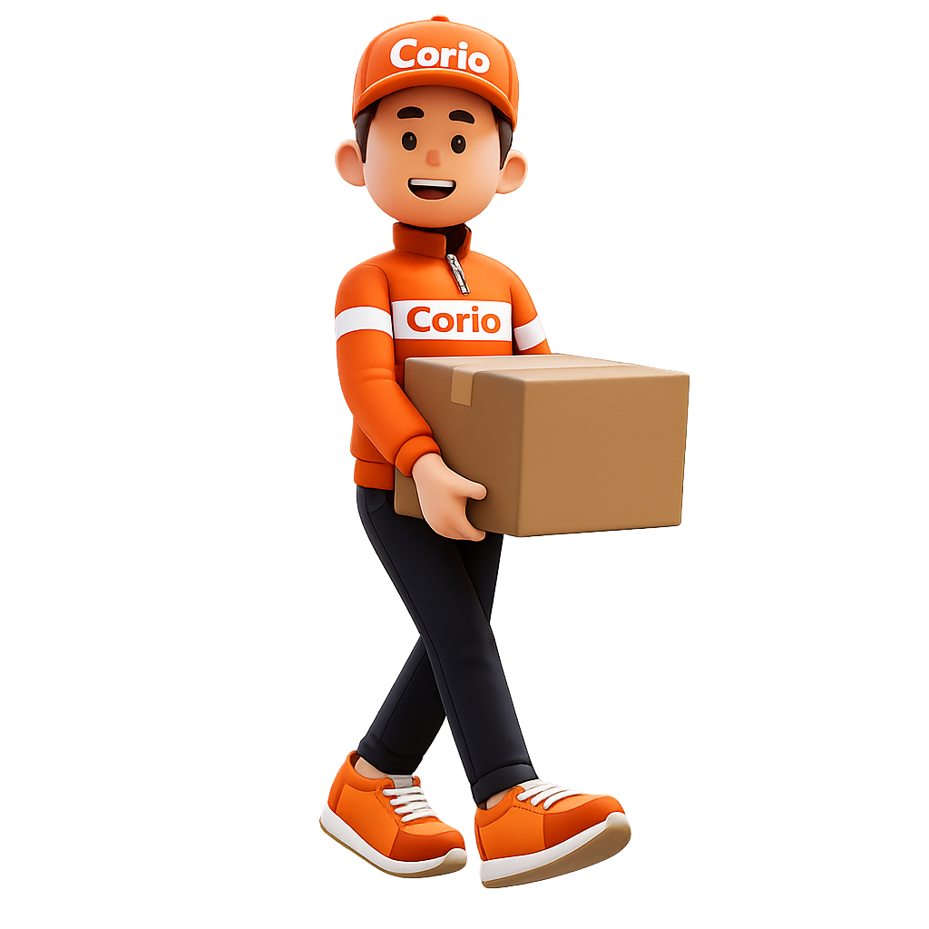 Corio grocery delivery partner carrying an order box